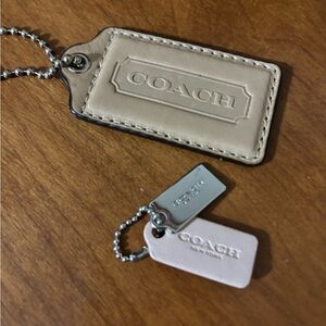 Coach Beige and Silver Keychain Set